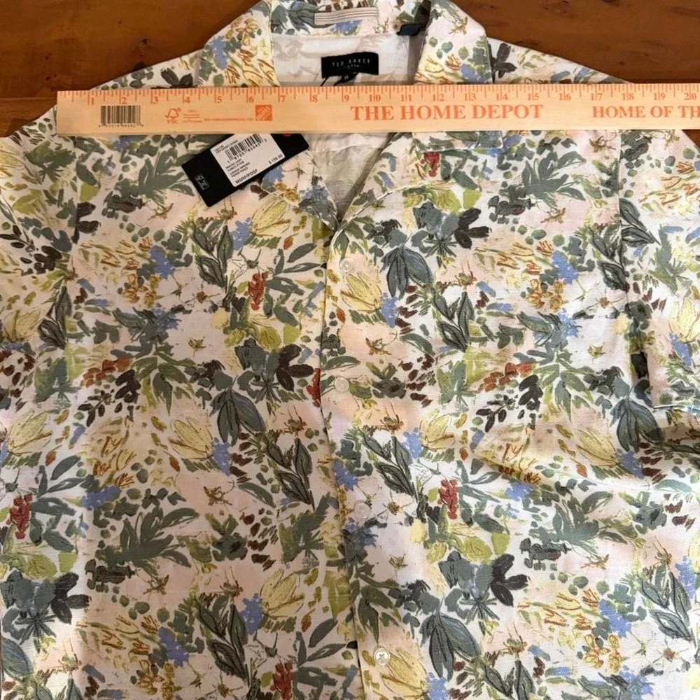 Ted Baker Men's Printed Button Down Shirt Floral $150 Retail Size Medium
